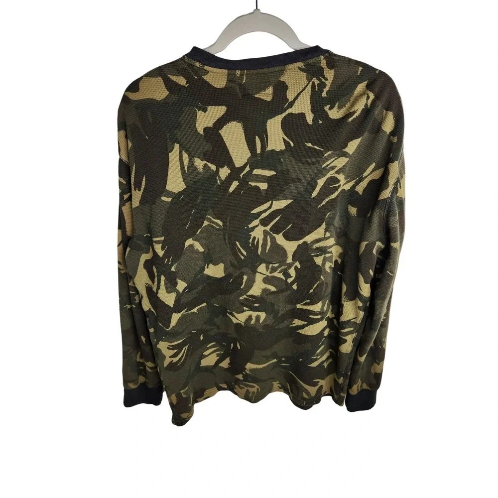 Polo Ralph Lauren Thermal Waffle Knit Camo Long Sleeve Shirt XL Green Camouflage